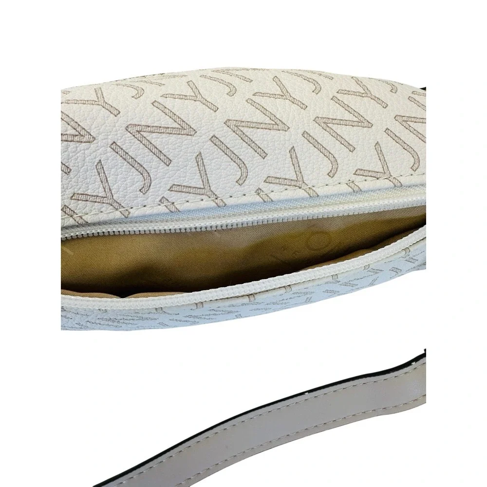 Jones New York Signature Fanny Bag‎ Belt Off White Gray Front & Back Zipper